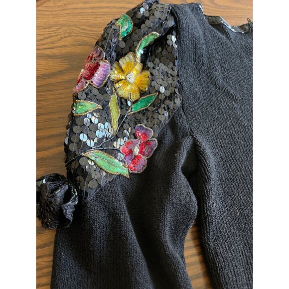 Don Sayres for Wellmore Neiman Marcus black sequined sweater dress size 14 - Picture 3 of 8